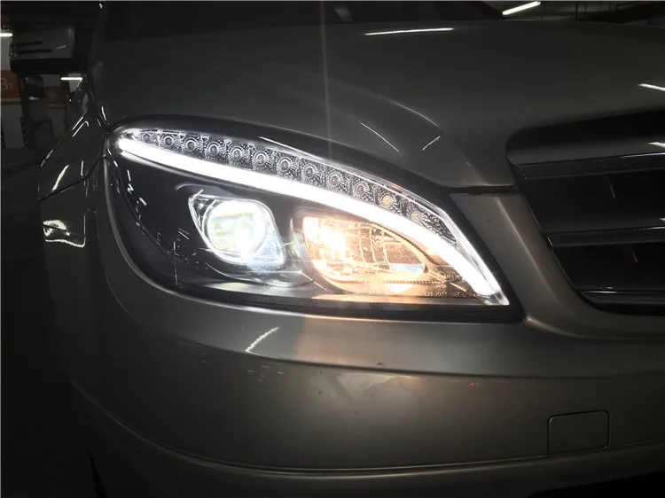 Фара Benz для W204 светодиодный фары 2007-2010 C300 C260 обновление W205 фара светодиодный DRL Hid Bi-Xenon авто аксессуары