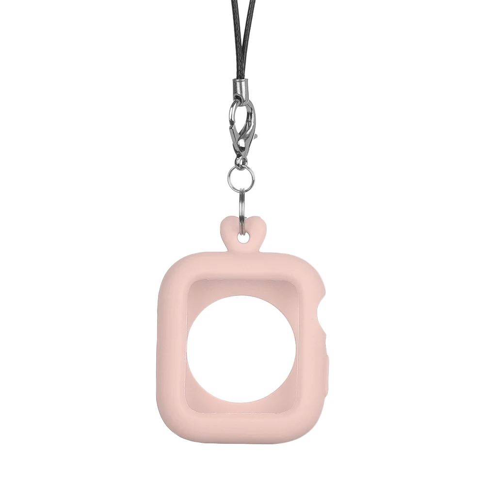 Pink Красочный силиконовый чехол защитный чехол ремешок Цепочки и ожерелья веревка корпус для часов для Apple Watch Iwatch серии 1/2/3/4 умные аксессуары - Цвет: Pink
