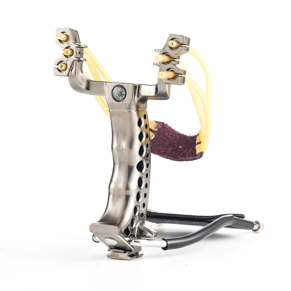 

Camping Powerful Hunting Sling shot Rubber Band Tube PU Leather Metal Catapult Slingshot Outdoor Camping Travel Equipment