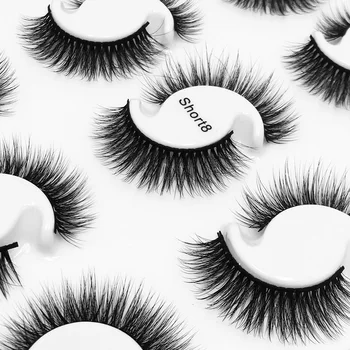 

NEW 12 pairs Short Natural Mink False Eyelashes Cross Dense Handmade Cotton Stalk Eye Lashes Make-up Mink Fake Eyelashes