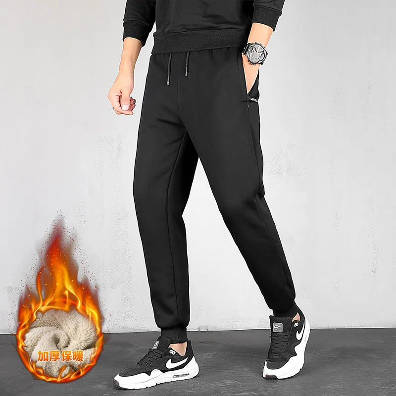 Men Pants New and Leisure Velvet Trousers Men's Solid Color Jogging Casual Pants Men Plus Skinny Winter Pants Male Fashion M-5XL