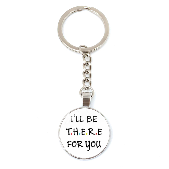 Friends TV Show Pendant Keychain Character Cartoon Fun Pattern 25mm Glass Cabochon Key Ring Keyholder Good Friend Gift