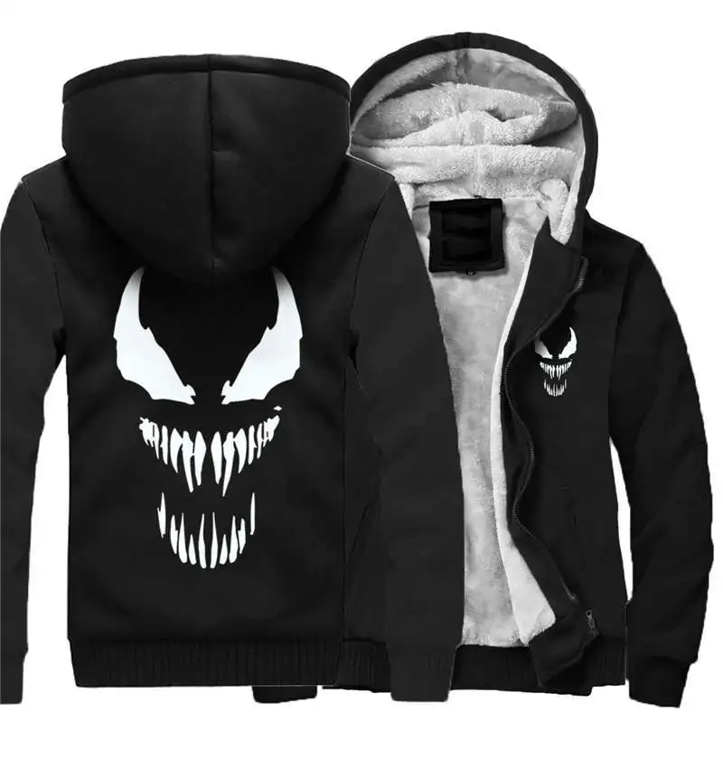 4 Venom/осенне-зимняя Плотная джинсовая рубашка с бархатной толстой застежкой-молнией и теплая куртка с капюшоном - Цвет: 4