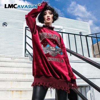 

LMC Luxury Korean Style Ladies Velvet Streetwear Womens Fur Winter Hoodies Warm Sudadera Mujer Female Turtleneck Sweatshirt