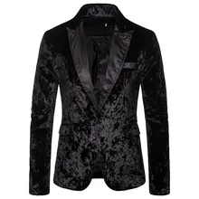 Men's Korean Velvet Blazer Winter Autunm New Fashion Charm Men Casual Fit Slim Suit One Button Business Coat Jacket Solid Blouse