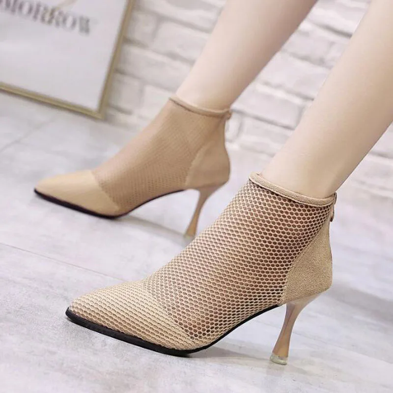 New spring 2020 sexy goddess pointy all - around web celebrity sandals mesh stiletto heels Roman shoe | Обувь