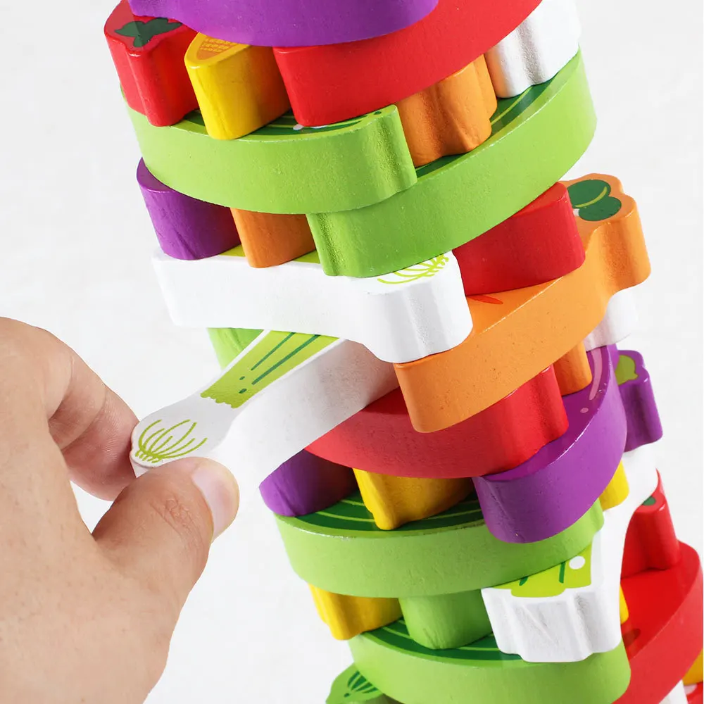 

QZM PRE-SCHOOL Education & Vegetable Jenga Educational Building Blocks Montessori Bricks Pro Kindergarten Toy Educational