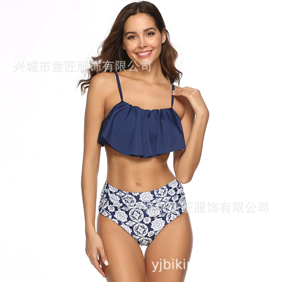 Женский купальник с принтом в виде листьев лотоса и коротким рукавом | Женская