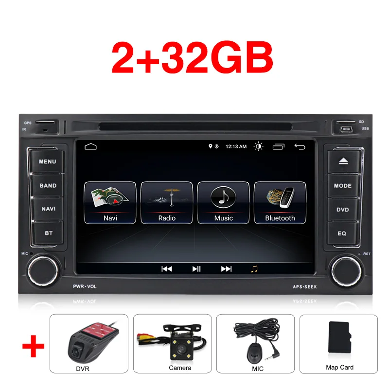 Car Multimedia Player GPS Android 9 2 Din Autoradio Car DVD Player For VW/Volkswagen/Touareg/Transporter T5 Radio FM - Цвет: 32G