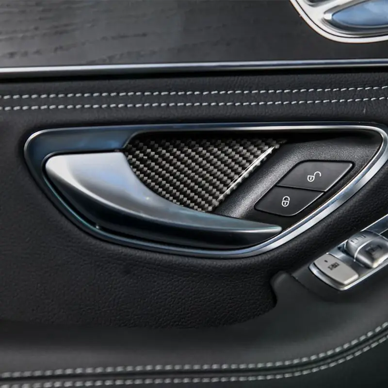 Carbon Fiber Car Interior Door Handle Bowl Cover Trim Car Stickers For Mercedes