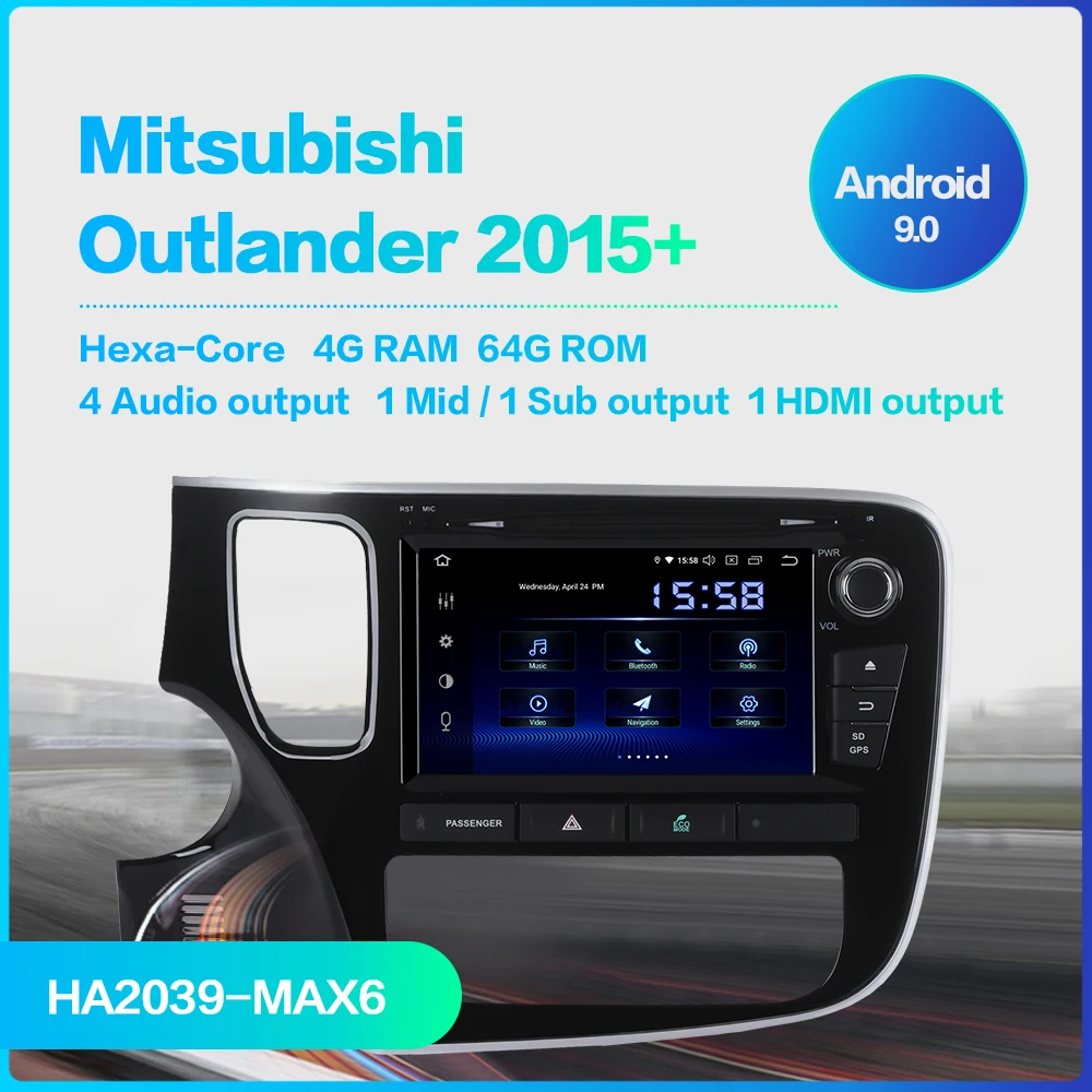 Авто Радио " дисплей Android 9,0 для Mitsubishi Outlander gps 1024*600 Bluetooth MP3