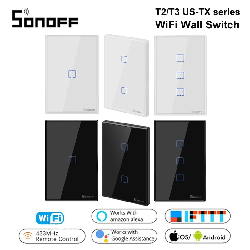 Беспроводной сенсорный настенный выключатель SONOFF T2/T3 с дистанционным