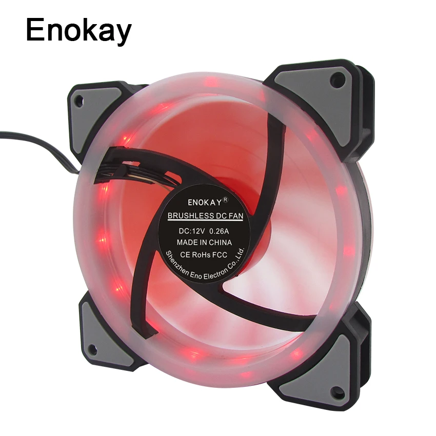 

Enokay 120mm Computer Case Super Silence Fan with LED Lights Computer PC Case Power Supply Cooling Fan