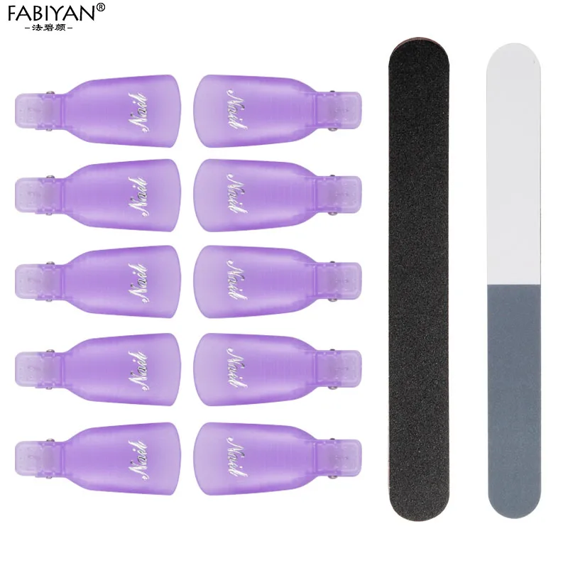 6Pcs/Set Nail Art Polish Remover Gel Soak Off Cap Clip Cuticle Pusher Cotton Wipes Polishing File Buffer Manicure Clean Tool