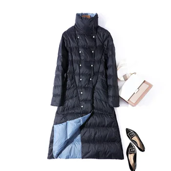 

2020 ladies winter coat standing collar white duck down inner ladies light color long jacket coat ladies coat