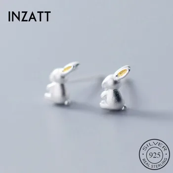 

INZATT Real 925 Sterling Silver Cute Rabbit Stud Earrings For Fashion Women Party Minimalist Fine Jewelry 2019 Accessories Gift