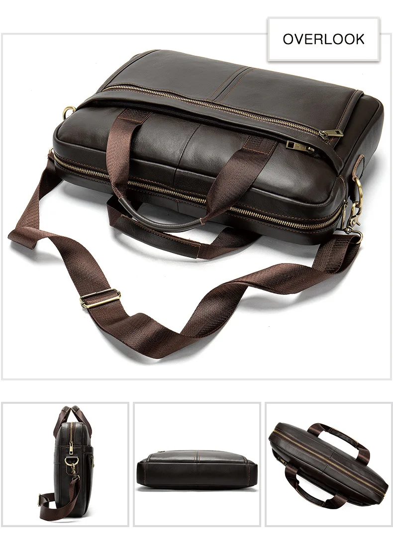 Мужской деловой портфель, классический кофейный офисный ноутбук, сумки для мужчин, мягкая натуральная кожа, сумка через плечо, сумка через