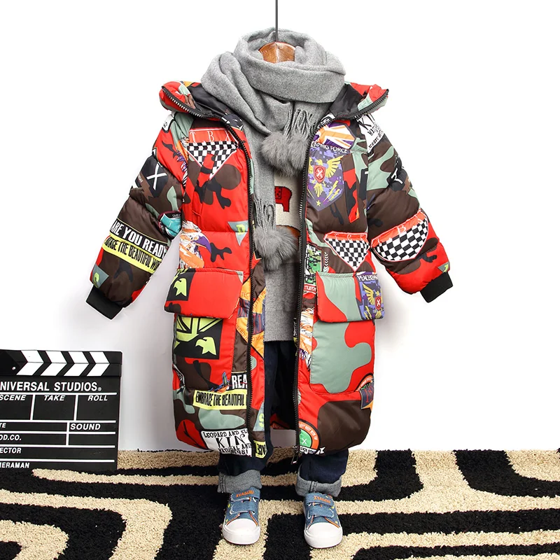 new winter item girl and boy cool long thick warm coat kids parkas