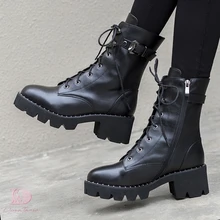 Doratasia/; обувь из натуральной кожи; большие размеры 43; женские ботильоны из коровьей кожи на квадратном каблуке; женская обувь; женские Ботинки Martin