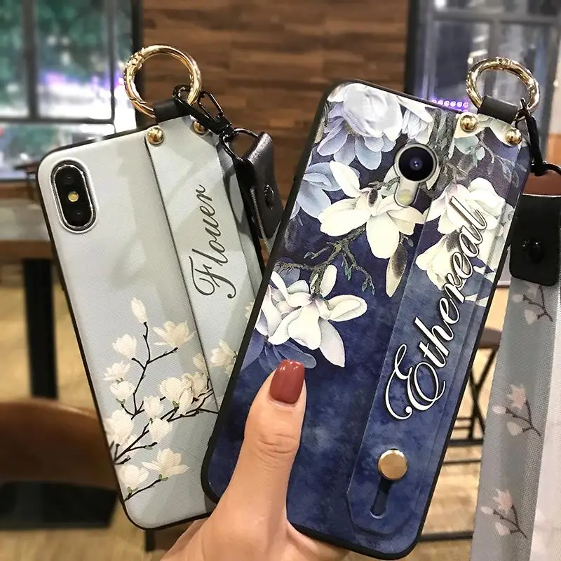 Чехол для телефона с ремешком Meizu Meilan E2 Flower Series Delicate Painted TPU силиконовый чехол