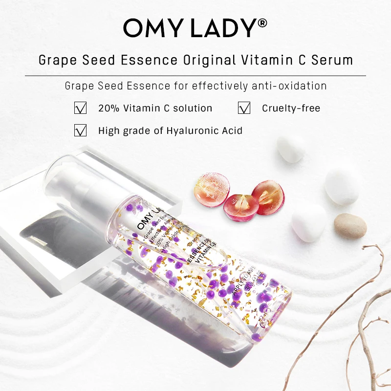 OMYLADY Grape Seed Essence Original Vitamin C Serum Face Cream Liquid Essence Delay Aging Reduce Wrinkles Moisturizing Skin Care OMYLADY Grape Seed Essence Original Vitamin C Serum Face Cream Liquid Essence Delay Aging Reduce Wrinkles Moisturizing Skin Care