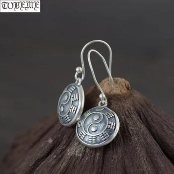 

Handmade 100% 925 Silver Taichi Earrings Thailand Silver Yinyang Earrings Pure Silver Good Luck Women Earrings