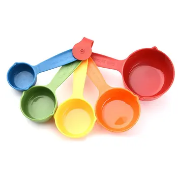 

5 Pcs/Set Plastic Kitchen Measuring Cups spoon food scale Ergonomic Handle Sugar Cake Baking Spoon Household Measuring Scoop