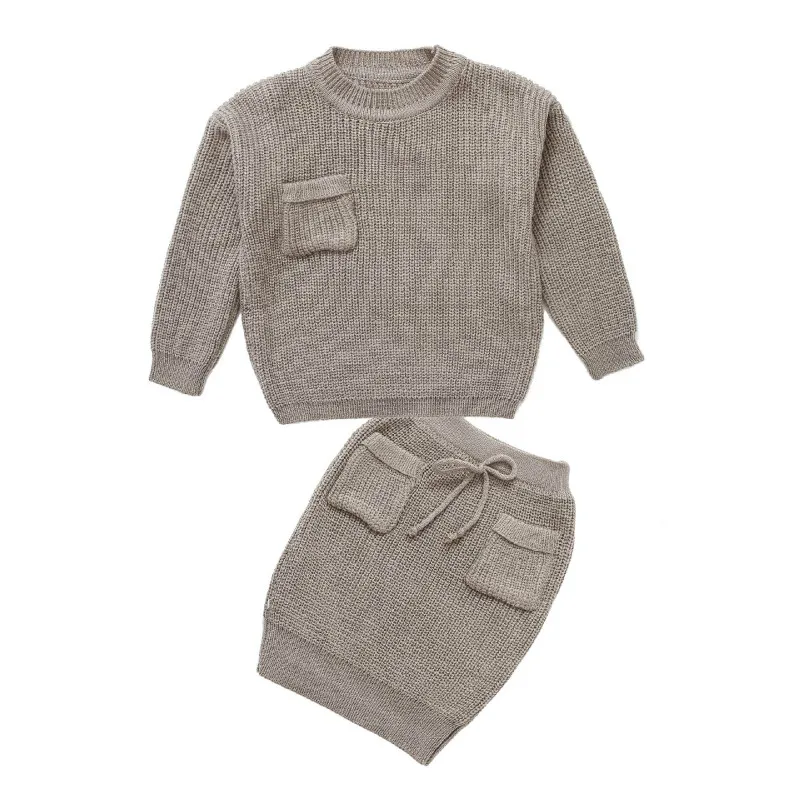 Комплекты одежды для девочек-подростков Новинка года, осенний комплект со свитером в Корейском стиле для девочек, Однотонный свитер+ юбка комплект одежды из 2 предметов CLS211