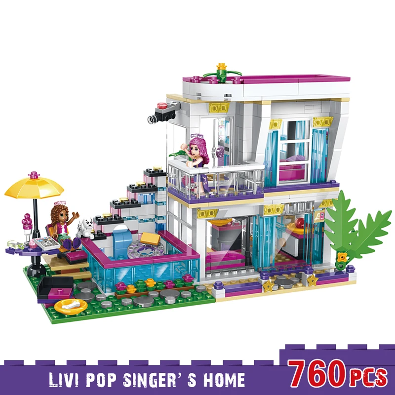 

Compatible With Lepining Friends Series Assemble Building Blocks Livi pop singer's home Interesting Girls Toys Gifts Play house