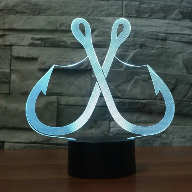 Крючок 3D светодиодный ночник RGB 7 цветов Изменение Настольная лампа фигурки 2821 дети дома рождественские игрушки