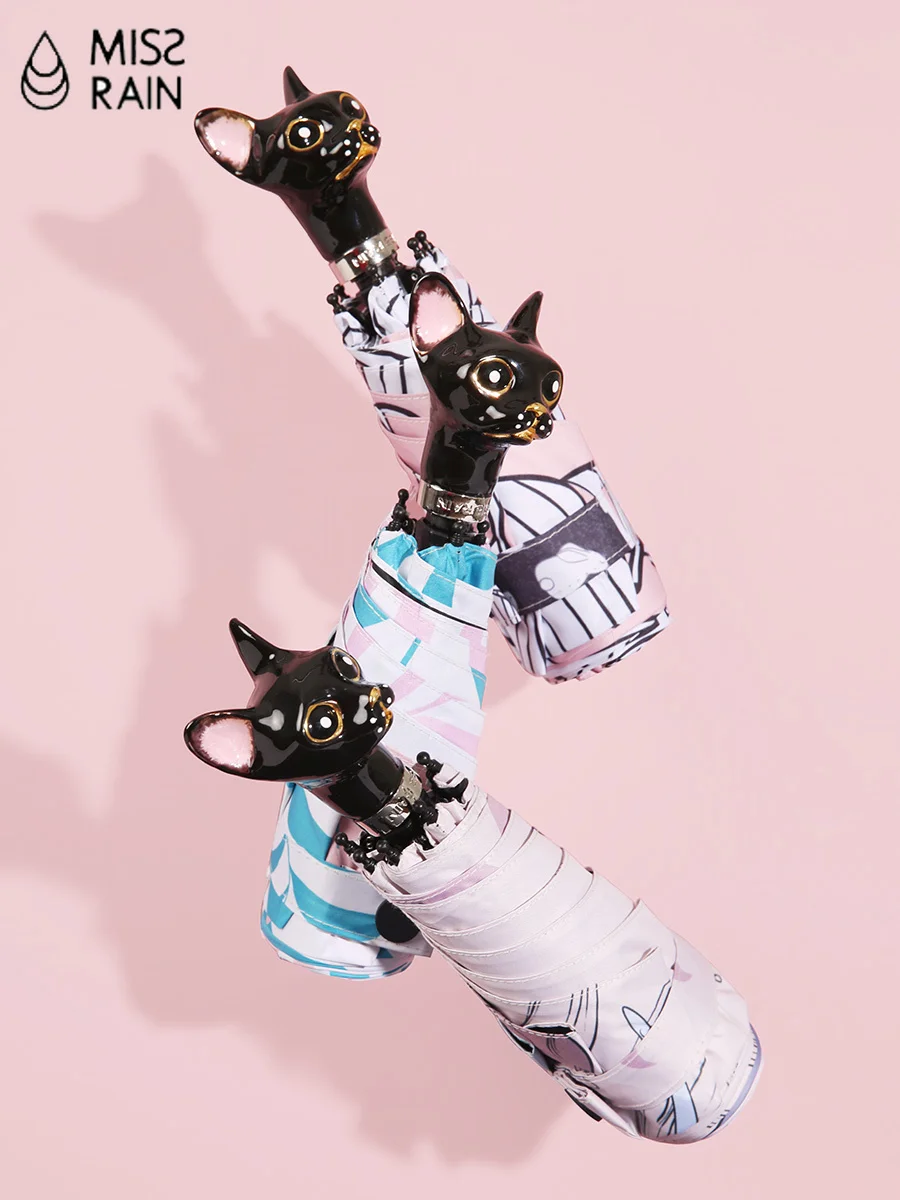 Креативный пляжный зонт MissRain Cat Head Мини карманный от солнца с УФ защитой защитная