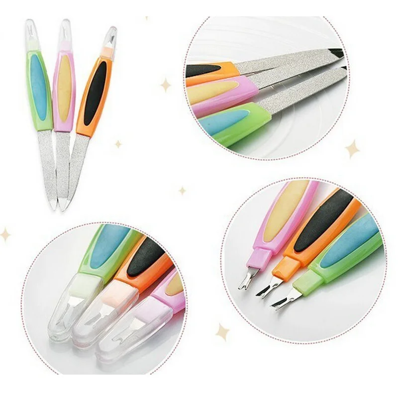 

AACAR Double Sided Nail File Metal Nail Art Manicure Sanding File Buffer Grits Cuticle Remover Trimmer for Women