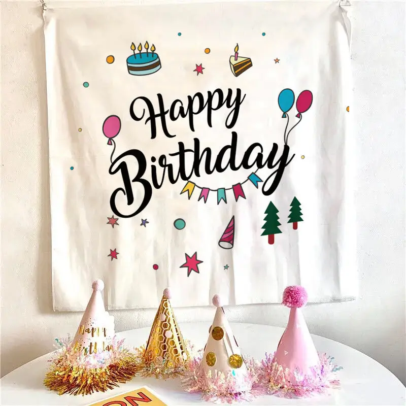 Party Decorations Tapestry Decorations Happy Birthday Background Cloth Kawaii Children's Room