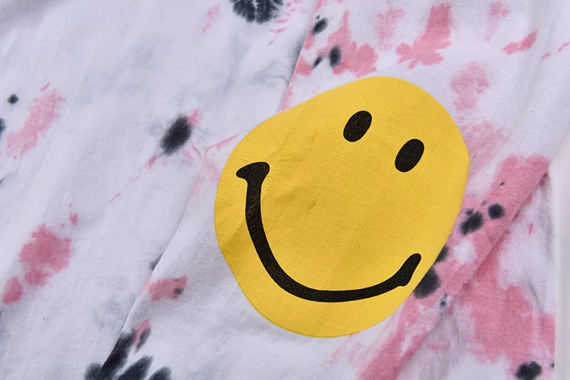 19SS капитал Kountry Tye Dye Smile Hoodie Мужская футболка с круглым вырезом и длинным рукавом Уличная Мужская Футболка Пуловер Футболка Хип-Хоп футболка