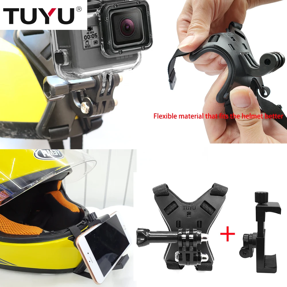 TUYU Full Face Helmet Chin Mount Holder for GoPro Hero 9/8/7/6/5 SJCAM Motorcycle Helmet Chin Stand for Gopro Camera Accessory-2