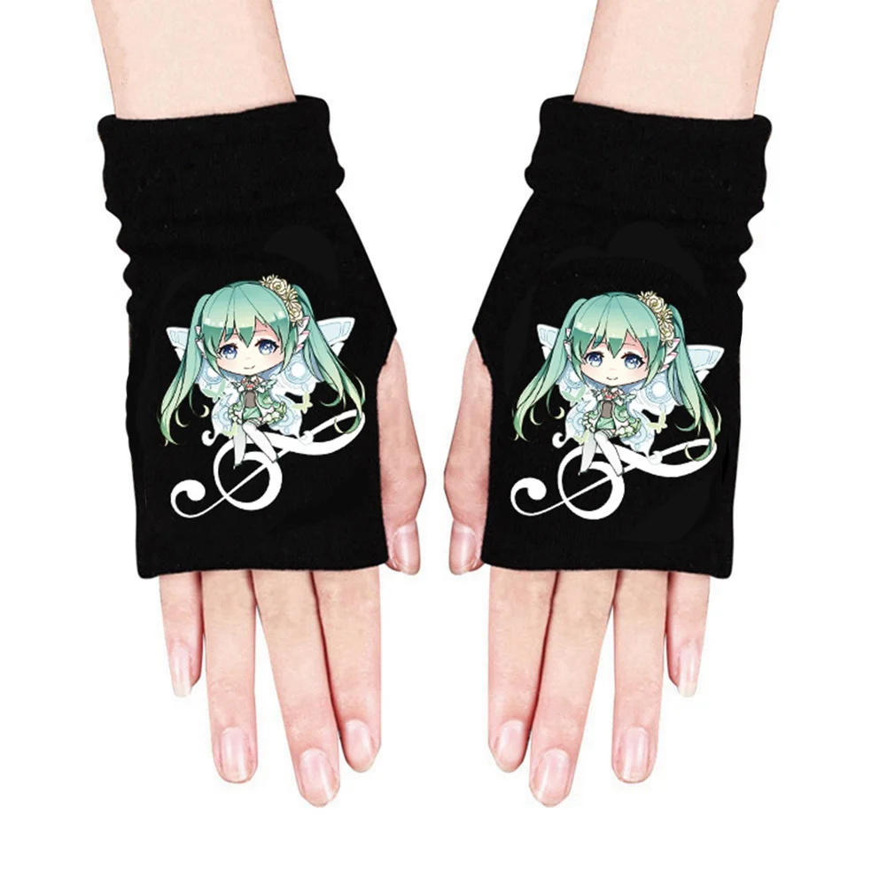 Мультяшные аниме перчатки Hatsune Miku полный палец перчатки