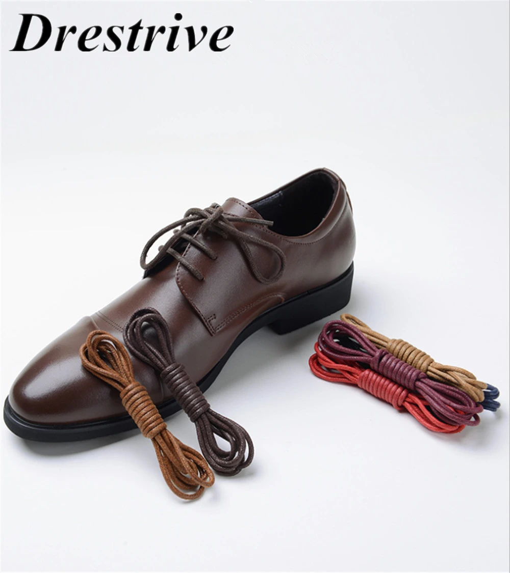 Cordones de redondos encerados de alta calidad para botas Martin, zapatos de cuero para hombre, cordones de algodón informales, color negro, 1 zapatos| -