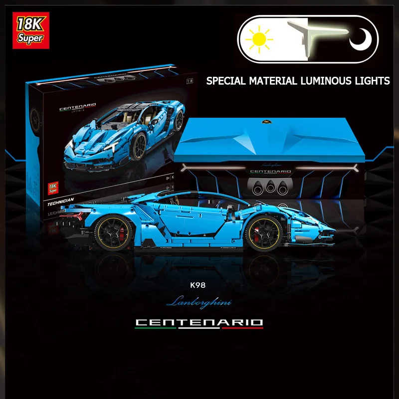 Супер 18k MOC 39933 Гоночная машина Lamborghinis blue century из коровьей кожи с оригинальной