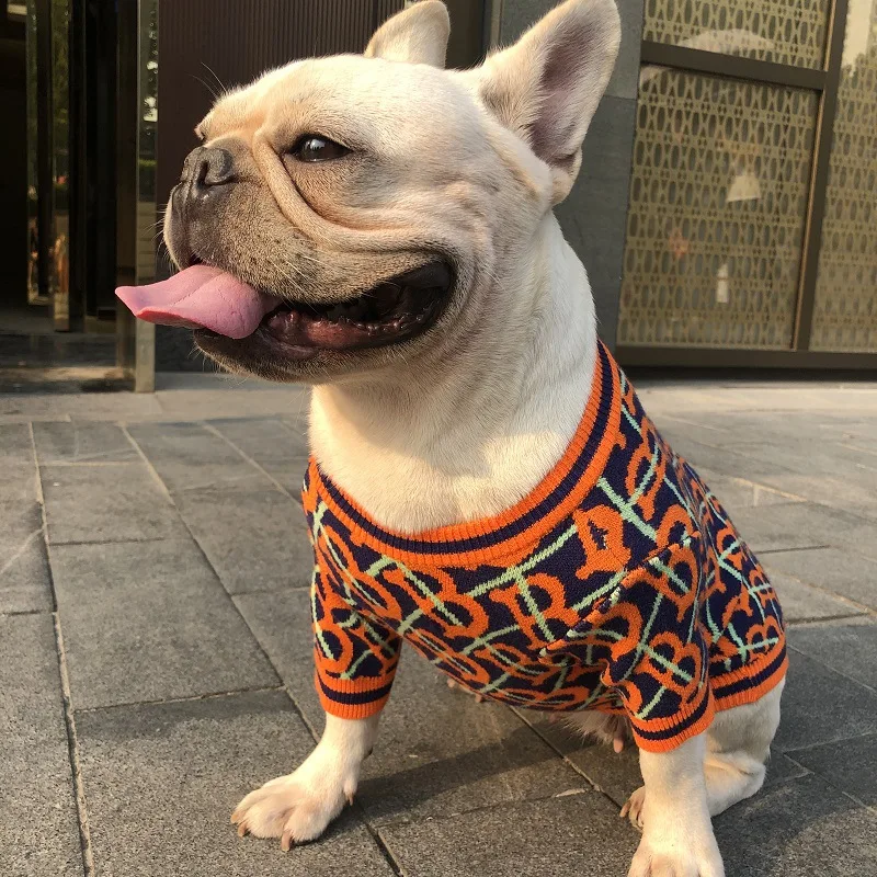 Fashion Dog Clothes Pet Puppy Sweater Hoodie French Bulldog Pug Teddy Jacket Coat for Dogs cat In Winter Keeping Warm - Color: Orange