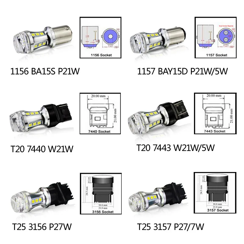 2x W21W светодиодный лампы T20 7440 7443 1156 1157 3156 3030 чип Автомобильный светодиодный резервный задний фонарь сигнала поворота DRL Светильник лампы белый желтый красный