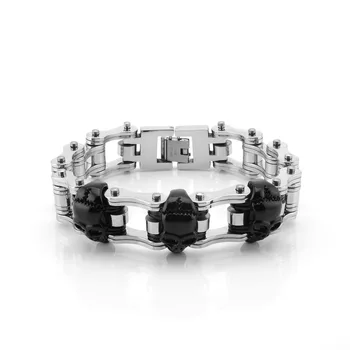 

Skull Biker Men's Bracelet for Men Motorcycle Link 316L Stainless Steel Bracelet