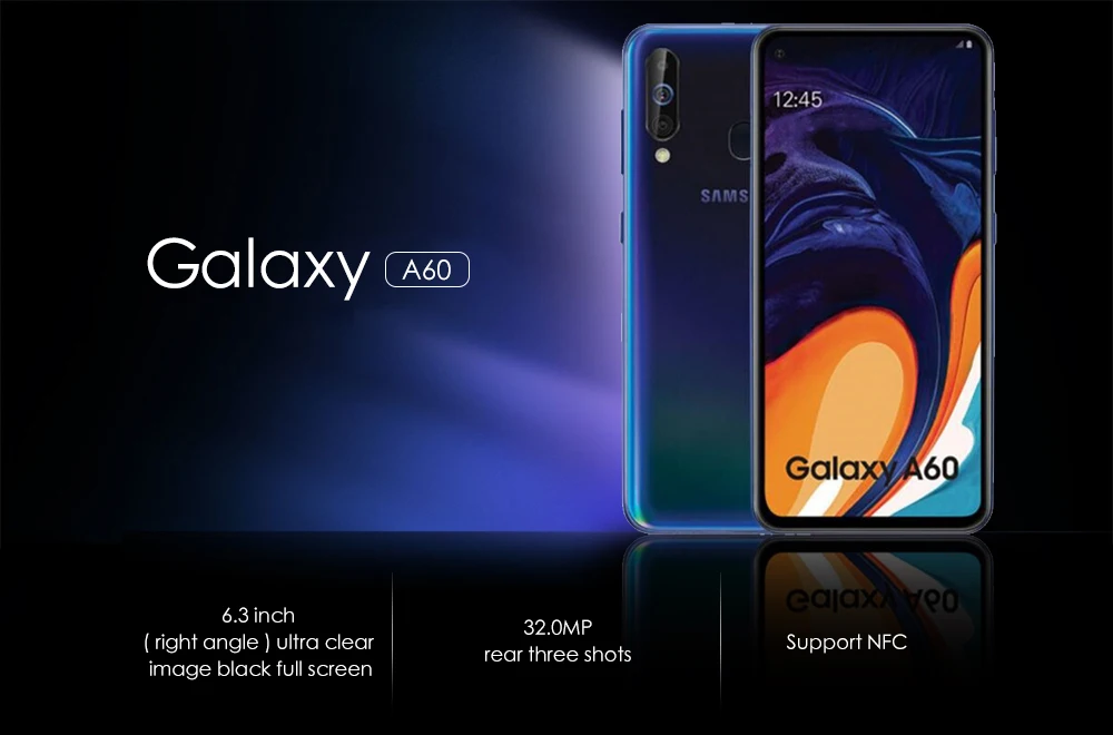 Samsung Galaxy A60 6GB NFC 6,3 дюймов полный скручитель Snapdragon 675 Восьмиядерный 6GB 3500mAh 32MP Camere сотовые телефоны