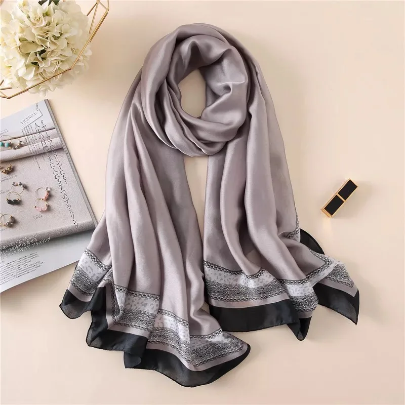 fashion women silk scarves female chiffon wrap ladies classic floral shawl Sunscreen Beach Scarf foulard pareo muffler bandanna - Цвет: 37