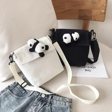 Сумка с пандой, Женская холщовая школьная сумка, набор для молодых девушек, сумка для подростков, женская сумка через плечо, чехол-карандаш для девушек, сумка для свиданий