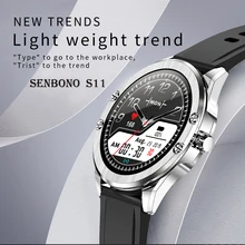 SENBONO 2020 S11 akıllı saat IP68 su geçirmez nabız monitörü akıllı saat spor kadın erkekler izci Android IOS için Smartwatch