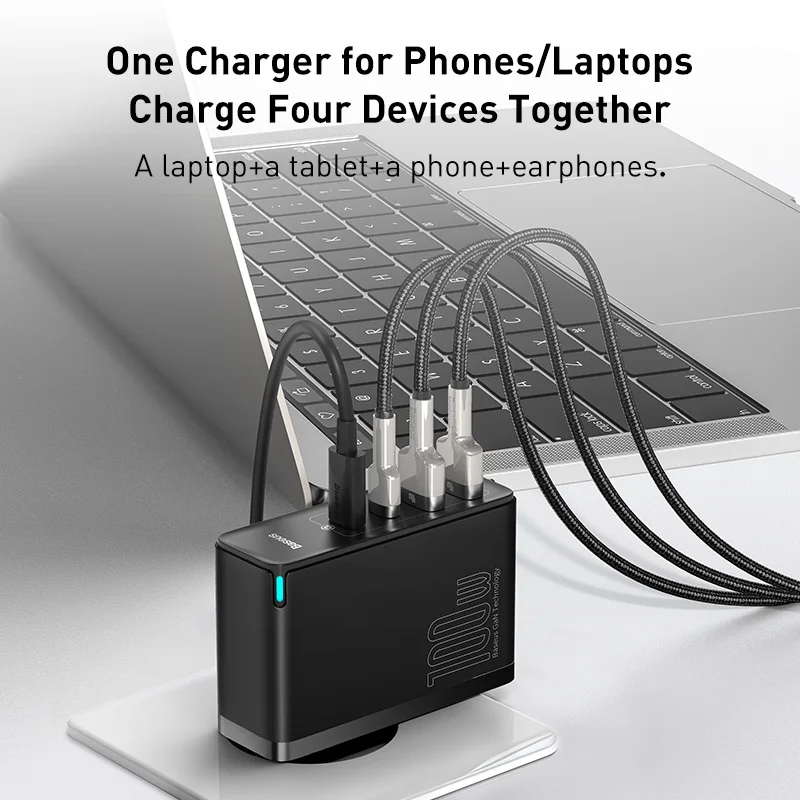 - Baseus GaN Charger 100W USB Type C PD Fast Charger With Quick Charge 40 30 USB Phone Charger For MacBook Laptop Smartphone