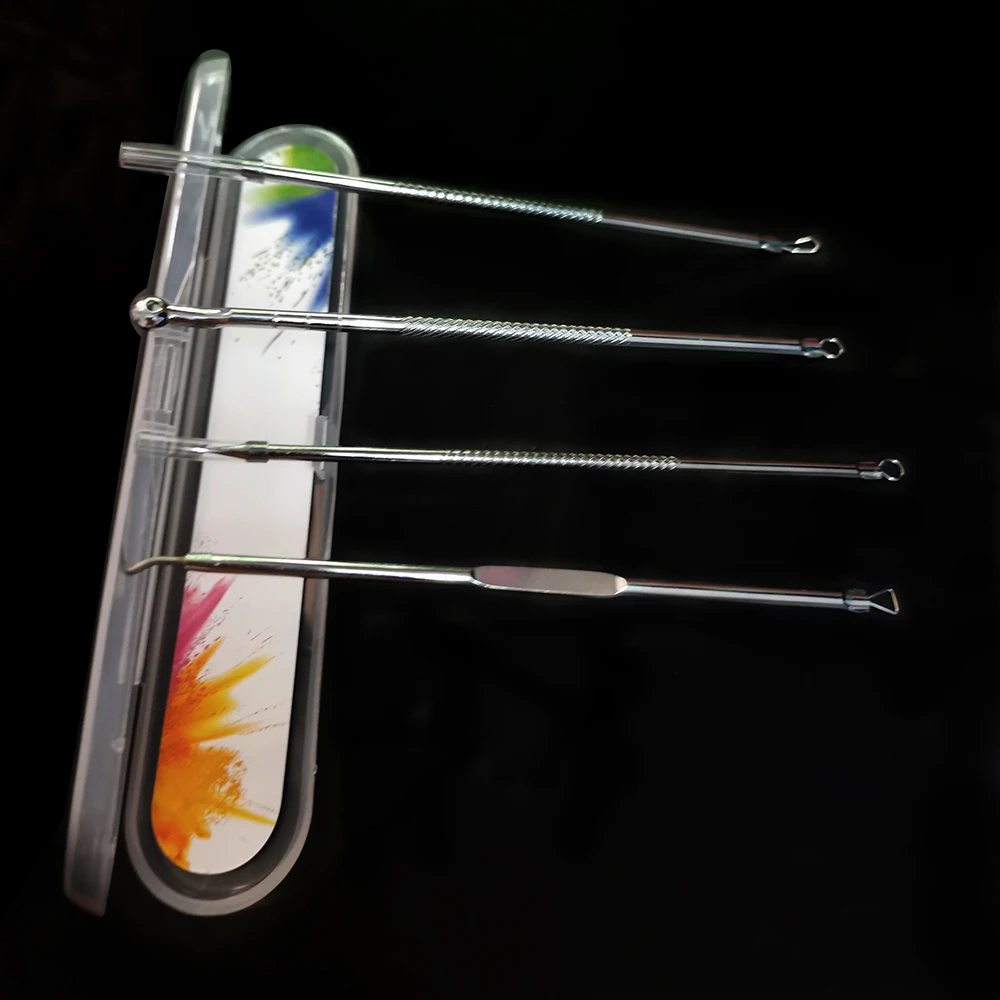 4PCS Blackhead Extractor Rose Gold Black Dots Cleaner Acne Blemish Remover Needles Set Spots Pore Cleanser Tool | Красота и здоровье