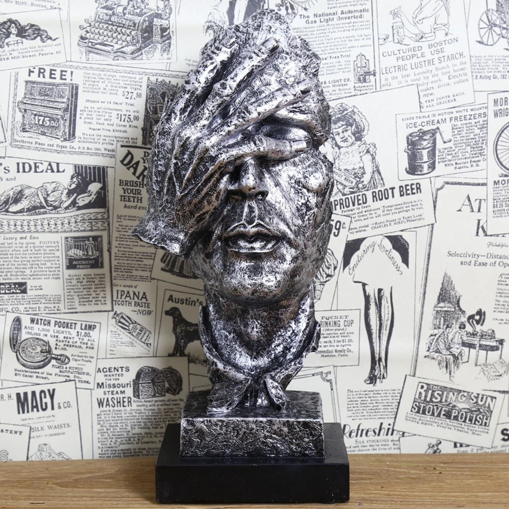 Resin Silence Is Gold Abstract Modern Sculpture Art Sculpture Statues Decoration Craft Figurine Ornament Home Office Decor