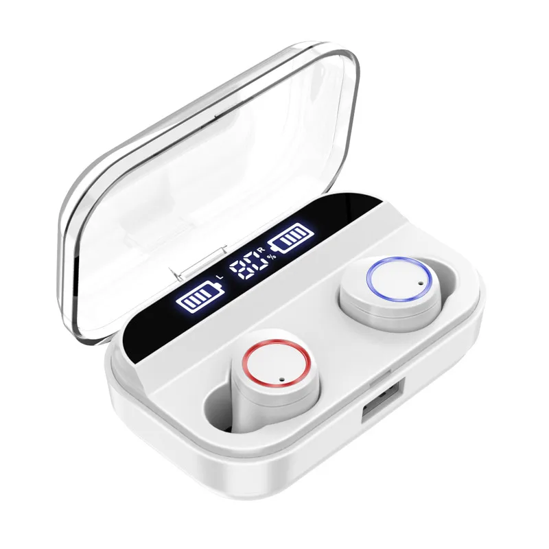 Беспроводные наушники Eabuds Bluetooth 5,0 TWS, водонепроницаемые, с дисплеем питания, спортивные, сенсорные, беспроводные наушники с микрофоном, 3500 мАч, долгий режим ожидания - Цвет: Белый
