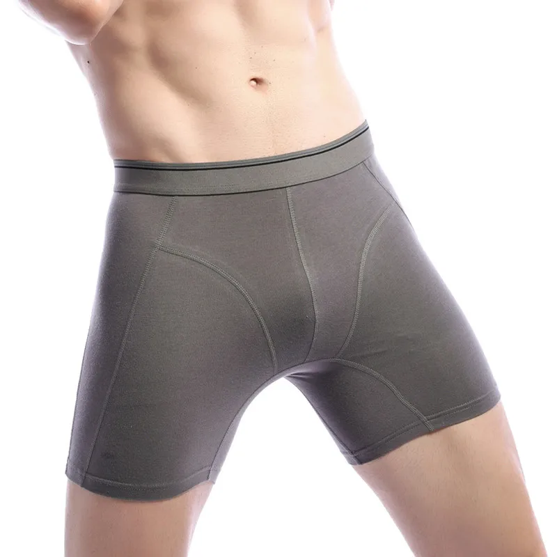 Gray 2494B Горячая осень новые мужские Длинные боксеры шорты модные сексуальные мужские трусы впитывающие пот хлопковые дышащие антибиотики Mr нижнее белье 7XL - Цвет: Gray 2494B
